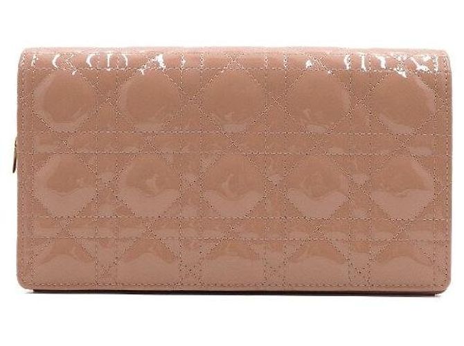 Clutch Lady Dior Rose Canvas Patent con tracolla a catena dorata Nero - vista 2