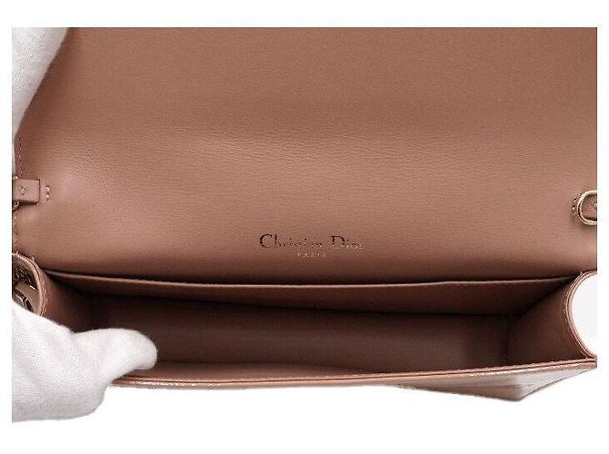 Clutch Lady Dior Rose Canvas Patent con tracolla a catena dorata Nero - vista 6