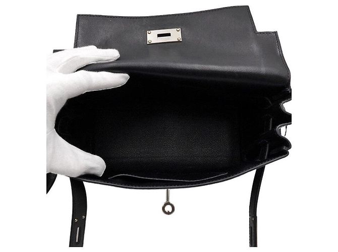 Hermès Borsa a tracolla messenger Sack Kelly PM Evergrain Noir Crossbody Nero - vista 6