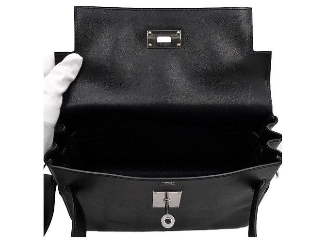 Hermès Borsa a tracolla messenger Sack Kelly PM Evergrain Noir Crossbody Nero - vista 7