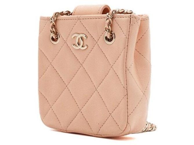 Chanel Mini borsa a tracolla in agnello con catena in oro champagne D'oro - vista 2
