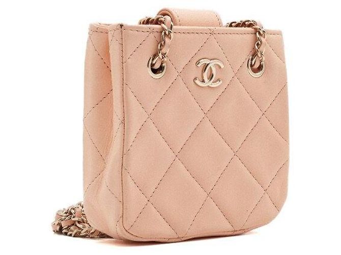 Chanel Mini borsa a tracolla in agnello con catena in oro champagne D'oro - vista 3