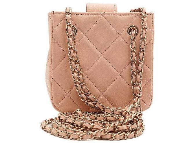 Chanel Mini borsa a tracolla in agnello con catena in oro champagne D'oro - vista 4