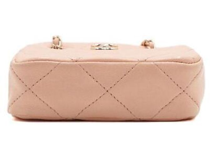 Chanel Mini borsa a tracolla in agnello con catena in oro champagne D'oro - vista 6