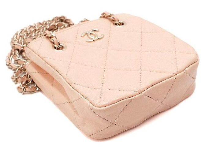 Chanel Mini borsa a tracolla in agnello con catena in oro champagne D'oro - vista 7