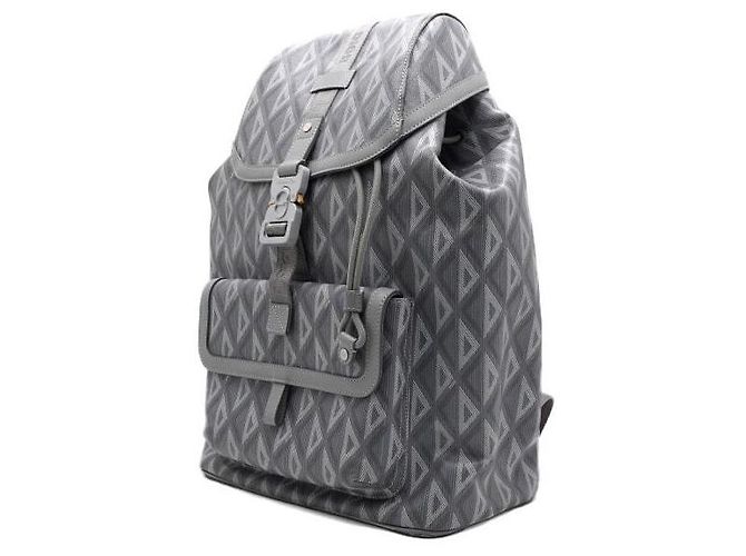 Dior Zaino Hitheroad da uomo in tela e pelle di vitello diamante CD grigio - vista 2