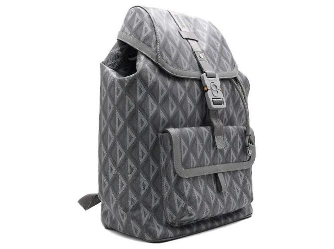 Dior Zaino Hitheroad da uomo in tela e pelle di vitello diamante CD grigio - vista 3