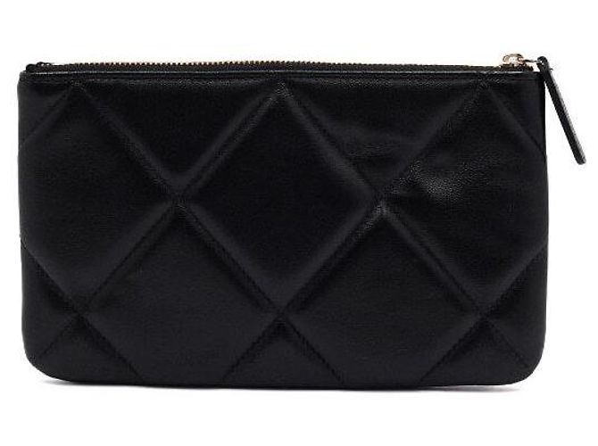 Chanel Clutch Pouch Small in Pelle di Vitello Nera Nero - vista 5