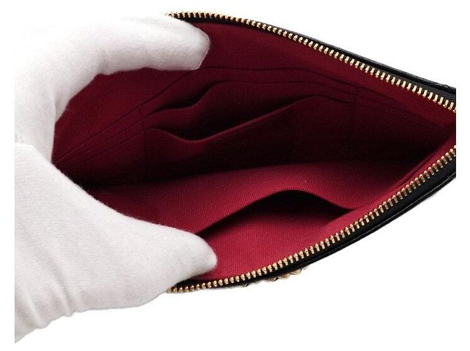 Chanel Clutch Pouch Small in Pelle di Vitello Nera Nero - vista 6