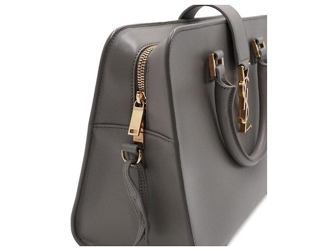 Saint Laurent Piccola borsa tote e borsa a tracolla Gray Monogram Marrone - vista 8