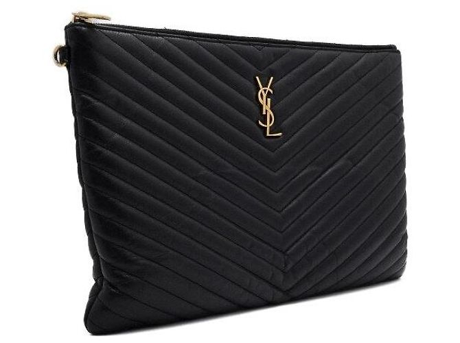 Saint Laurent Clutch per documenti Matelassé Monogram grande Nero - vista 4