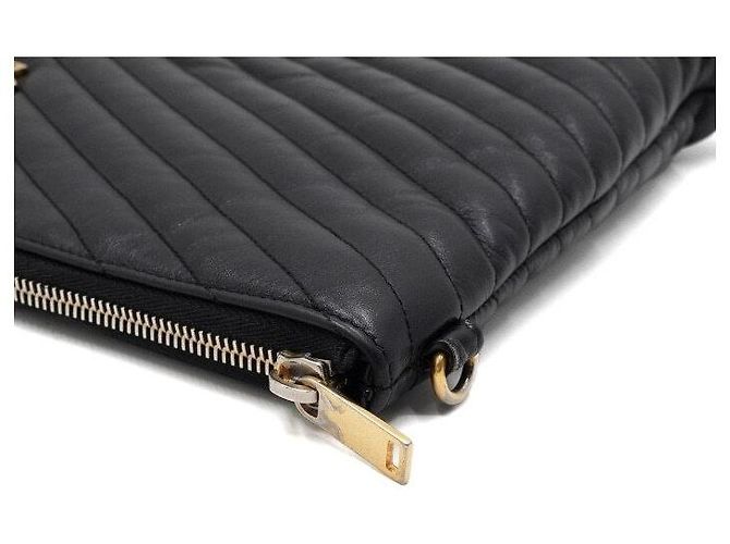 Saint Laurent Clutch per documenti Matelassé Monogram grande Nero - vista 9