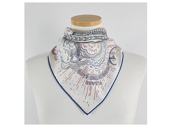 Hermès Pañuelo de seda cuadrado para mujer Please Hold The Line Azul - vista 11