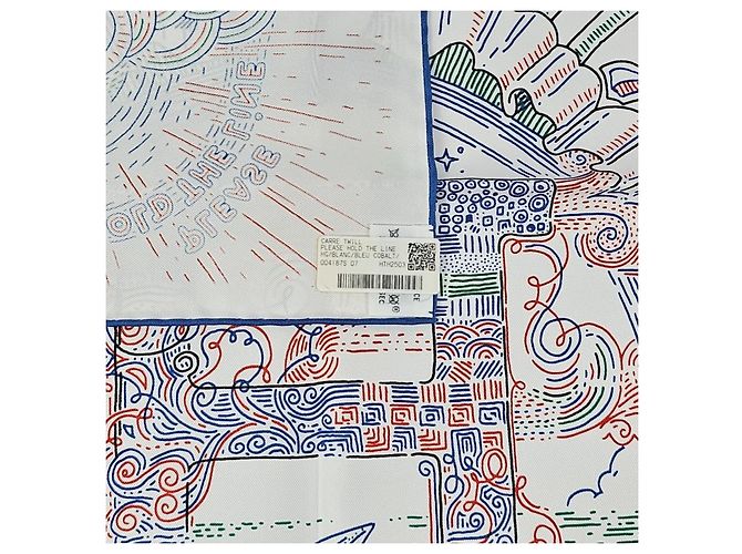 Hermès Pañuelo de seda cuadrado para mujer Please Hold The Line Azul - vista 15