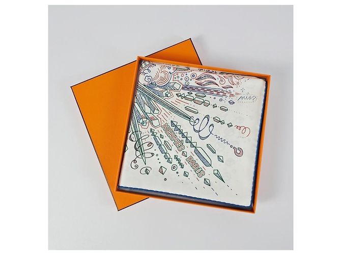 Hermès Pañuelo de seda cuadrado para mujer Please Hold The Line Azul - vista 16