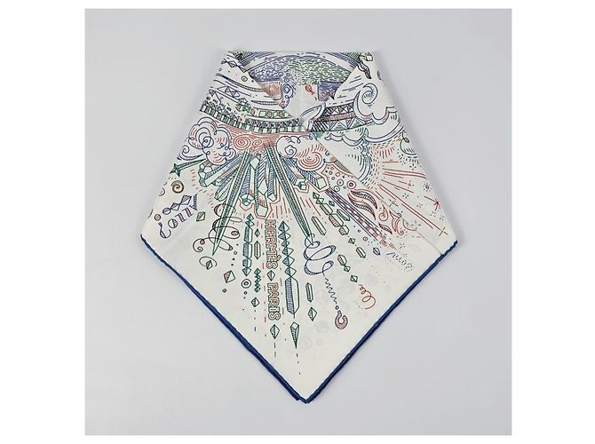 Hermès Pañuelo de seda cuadrado para mujer Please Hold The Line Azul - vista 6