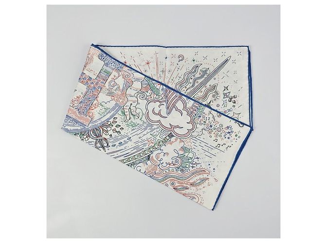 Hermès Pañuelo de seda cuadrado para mujer Please Hold The Line Azul - vista 7