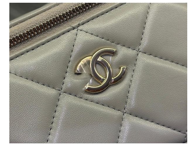 Chanel Borsa Vanity Small in Agnello Grigio - vista 8