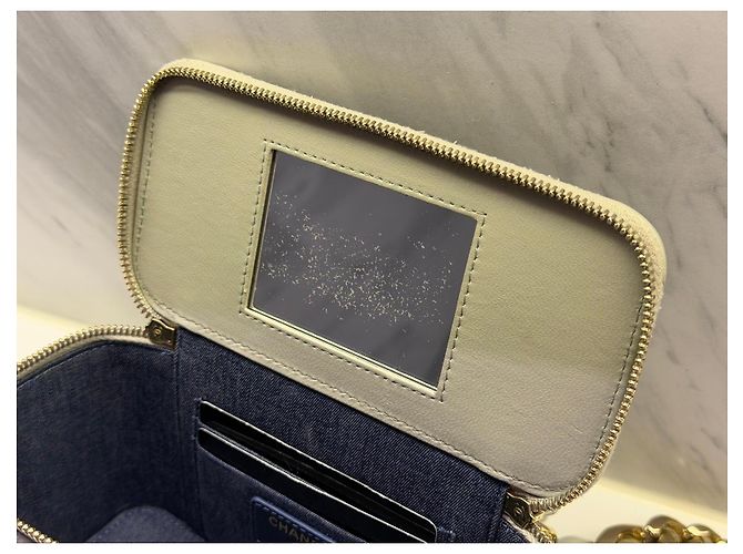 Chanel Borsa Vanity Small in Agnello Grigio - vista 10
