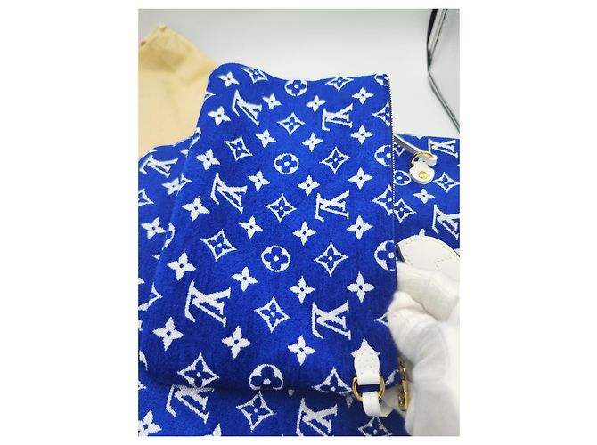 Louis Vuitton Neverfull MM Monogram Denim blu Bianco - vista 13