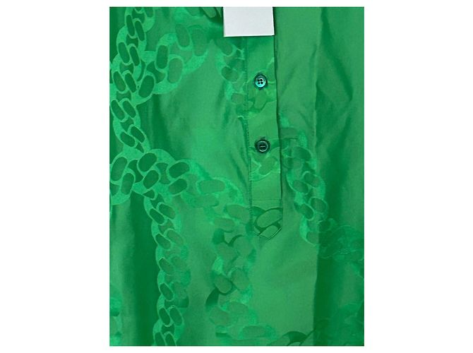 Stella Mc Cartney Stella McCartney Blusa de seda verde con estampado de cadena - vista 2