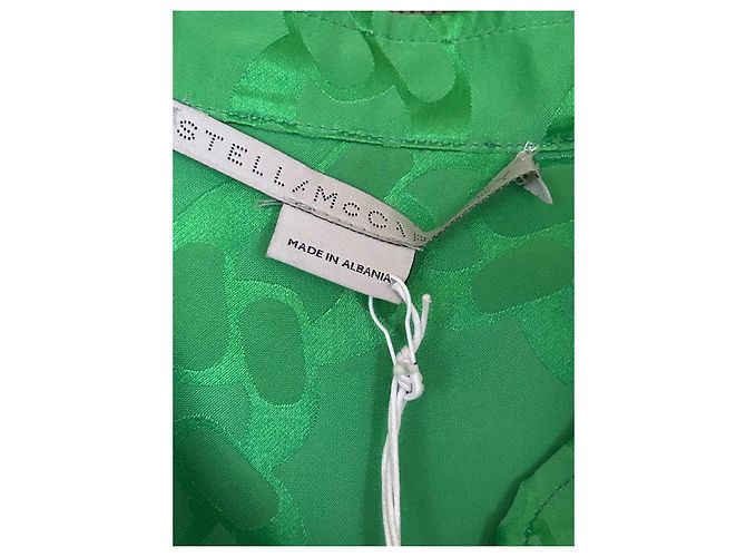 Stella Mc Cartney Stella McCartney Blusa de seda verde con estampado de cadena - vista 3