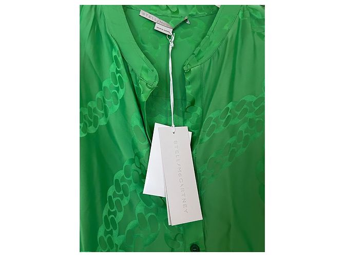 Stella Mc Cartney Stella McCartney Blusa de seda verde con estampado de cadena - vista 4