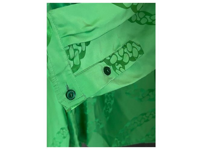 Stella Mc Cartney Stella McCartney Blusa de seda verde con estampado de cadena - vista 5