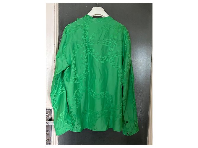 Stella Mc Cartney Stella McCartney Blusa de seda verde con estampado de cadena - vista 6