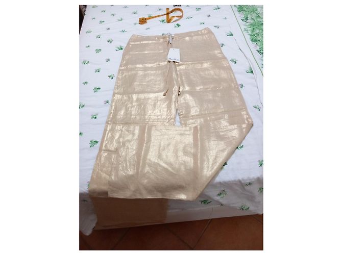Max Mara Pantalones de Lino Dorado - vista 2