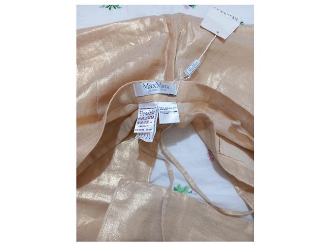 Max Mara Pantalones de Lino Dorado - vista 4
