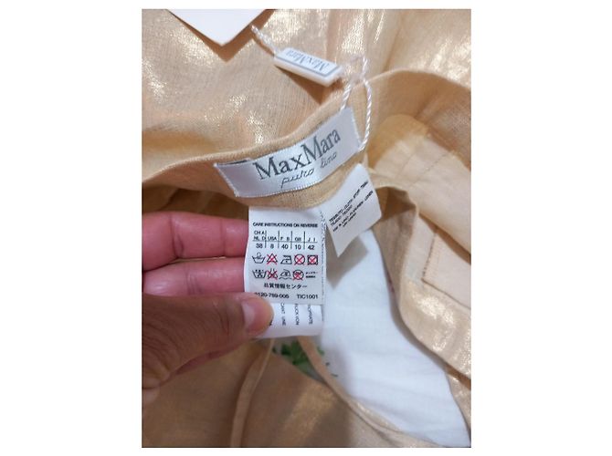 Max Mara Pantalones de Lino Dorado - vista 6