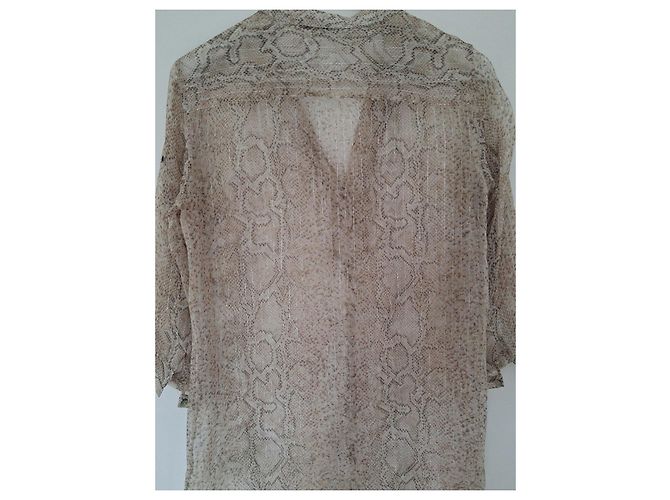 Gerard Darel Blusa de seda con estampado de serpiente Castaño Beige - vista 3