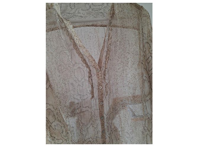 Gerard Darel Blusa de seda con estampado de serpiente Castaño Beige - vista 5