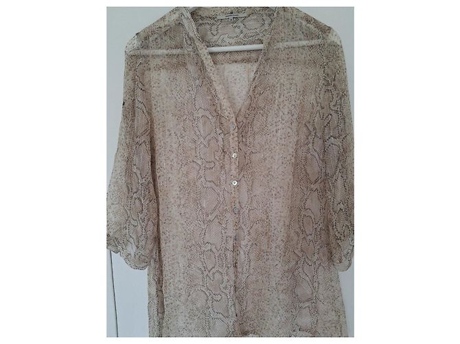Gerard Darel Blusa de seda con estampado de serpiente Castaño Beige - vista 6