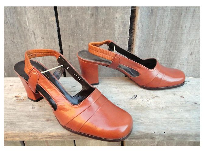 Autre Marque Sandali vintage anni '70 come nuovi Marrone - vista 3