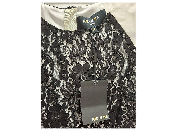 Paule Ka Spitzenkleid in Schwarz-Weiß - Ansicht 4