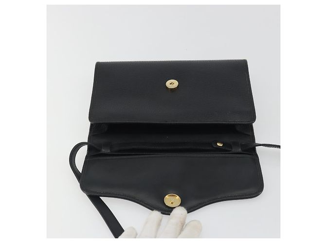 Bolso de hombro Christian Dior de cuero negro y dorado Auth ep15545A - vista 10
