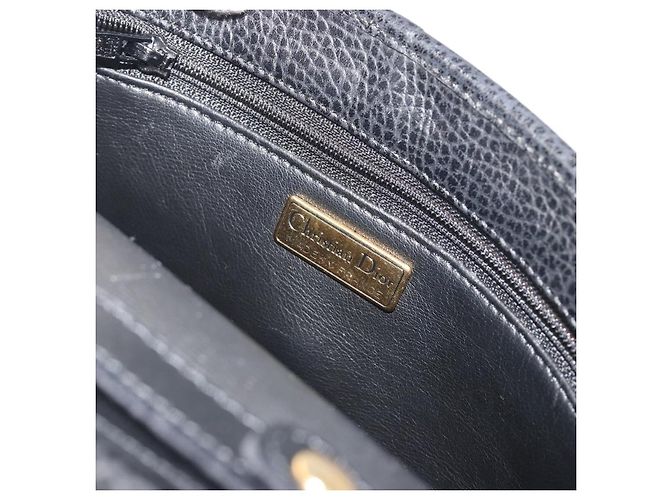 Bolso de hombro Christian Dior de cuero negro y dorado Auth ep15545A - vista 11