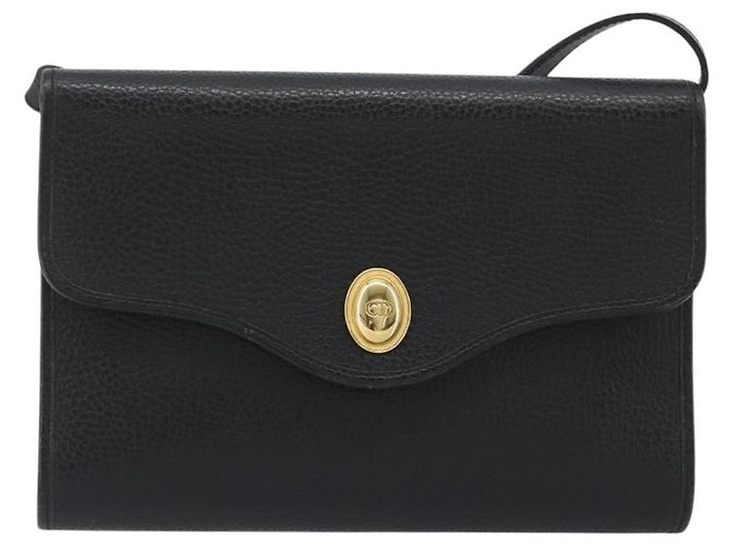 Bolso de hombro Christian Dior de cuero negro y dorado Auth ep15545A - vista 13