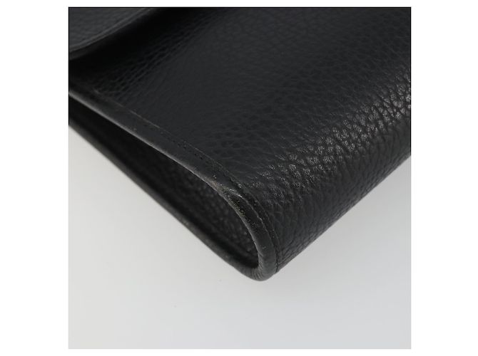 Bolso de hombro Christian Dior de cuero negro y dorado Auth ep15545A - vista 14