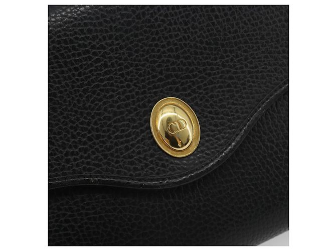 Bolso de hombro Christian Dior de cuero negro y dorado Auth ep15545A - vista 17