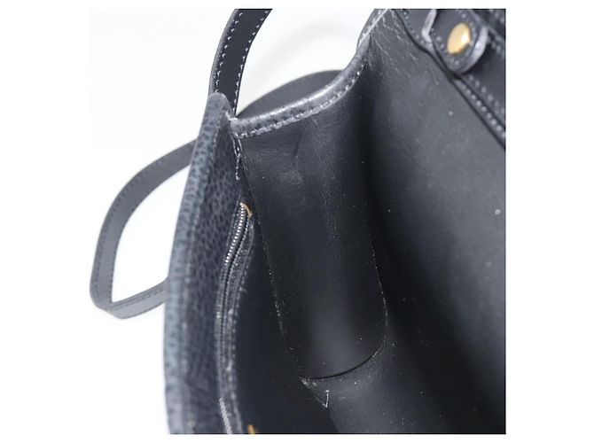 Bolso de hombro Christian Dior de cuero negro y dorado Auth ep15545A - vista 19