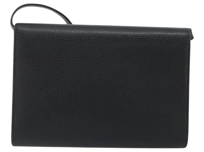 Bolso de hombro Christian Dior de cuero negro y dorado Auth ep15545A - vista 2