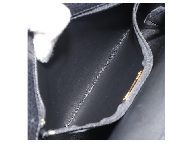 Bolso de hombro Christian Dior de cuero negro y dorado Auth ep15545A - vista 21
