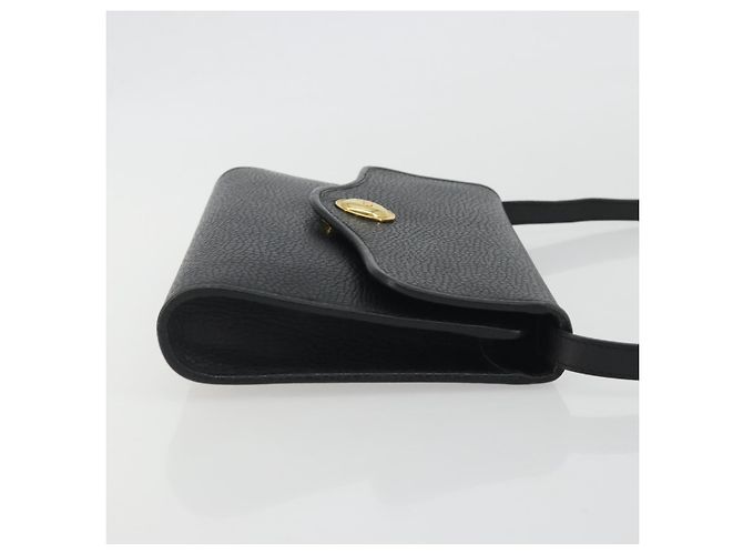 Bolso de hombro Christian Dior de cuero negro y dorado Auth ep15545A - vista 3