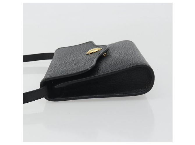 Bolso de hombro Christian Dior de cuero negro y dorado Auth ep15545A - vista 4