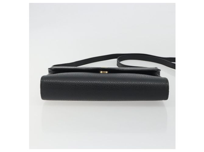 Bolso de hombro Christian Dior de cuero negro y dorado Auth ep15545A - vista 5