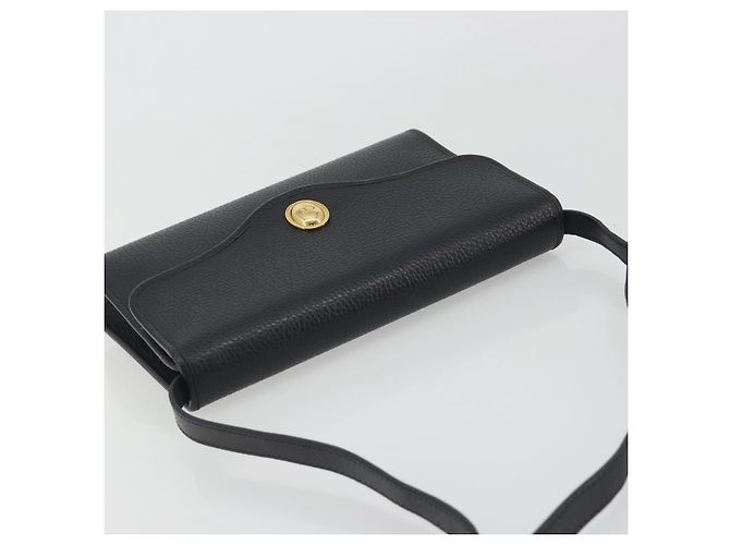 Bolso de hombro Christian Dior de cuero negro y dorado Auth ep15545A - vista 6