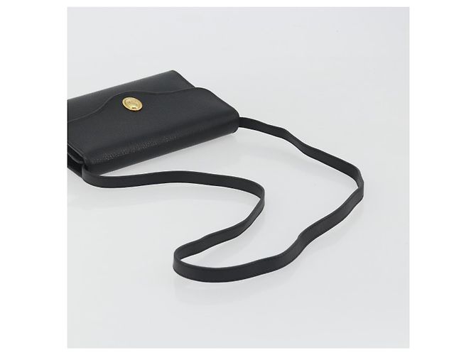 Bolso de hombro Christian Dior de cuero negro y dorado Auth ep15545A - vista 7